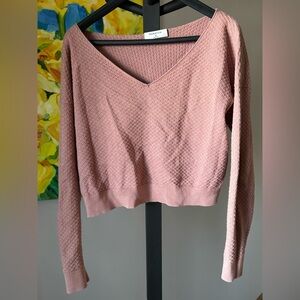 Aritzia Babaton xs dusty pink rose cotton blend v neck sweater